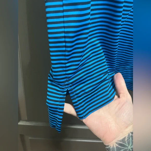 2 for $25 - BUNDLE - FootJoy Men's Blue Striped Golf Polo Shirt Size M - Picture 4 of 6